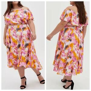 Torrid Multicolor Tie Dye Party Crop Top and High Low Skirt